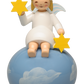 Engel mit Margeritenkranz auf Wolke