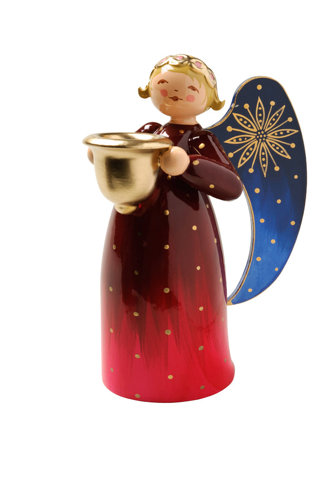 Ange richement peint avec bol de lumière